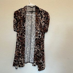 Always Indigo Small Leopard Print Thin Cover Up Cardigan